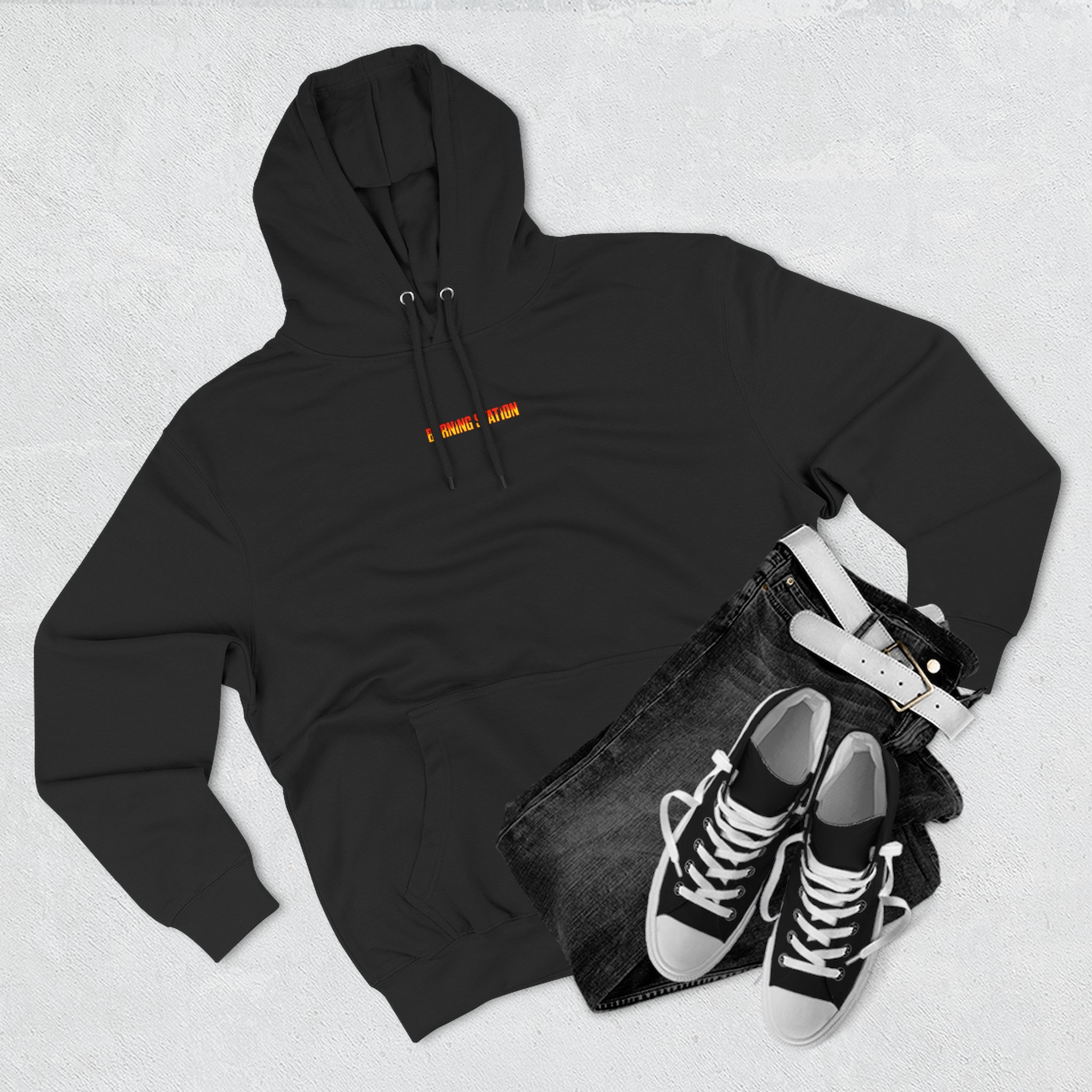 Three-Panel Fleece Hoodie – Burning Station Rock/Metal Edition - Image 3